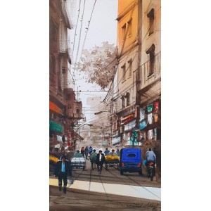 Zahid Ashraf, 12 x 24 inch, Acrylic on Canvas, Cityscape Painting, AC-ZHA-091